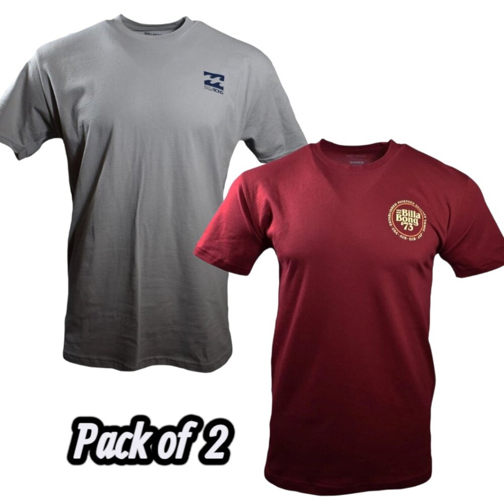 2 Pack -BILLABONG Men's t-shirt -SIZE Medium -Surf Skateboard Snowboard Cotton